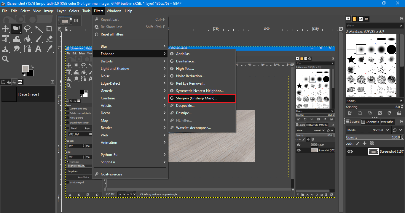 Aumenta la nitidezza della maschera di contrasto su GIMP. Come creare un'immagine sfocata Cancella Photoshop gratuitamente