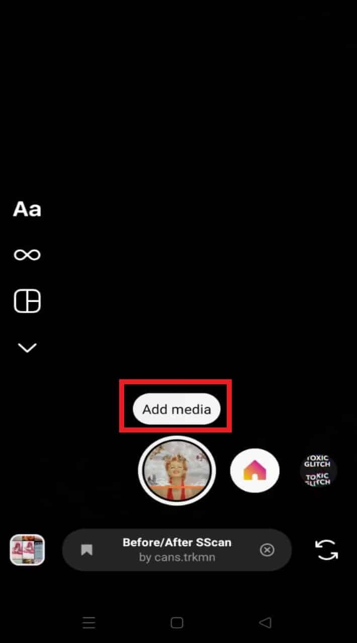 Toque em Adicionar mídia. | antes depois da digitalização