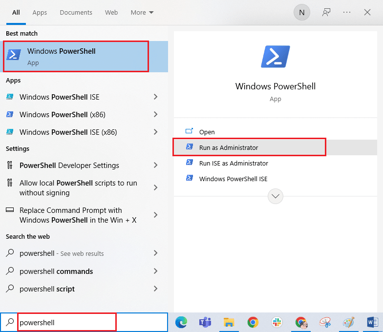 Jalankan Windows PowerShell sebagai administrator. Perbaiki Microsoft Store Error 0x8A150006 di Windows 10