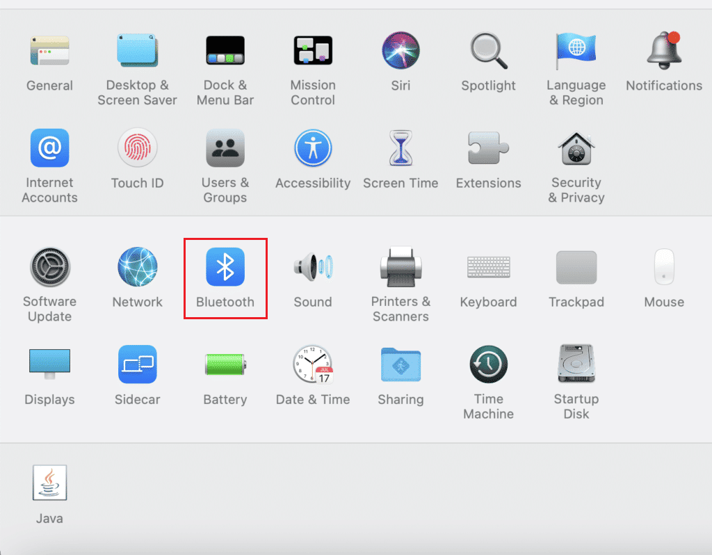 システム環境設定で Bluetooth を選択 Mac