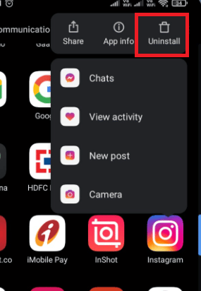 Atingeți Dezinstalare | Cum să remediați utilizatorul negăsit pe Instagram