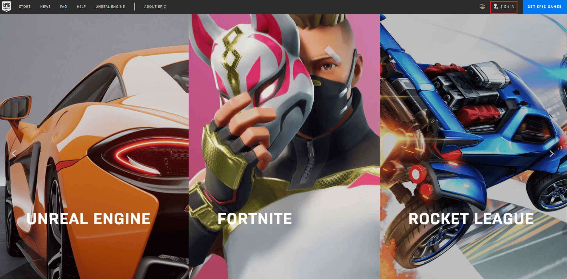 在史诗游戏网页点击登录。修复 Fortniteclient-win64-shipping.exe 应用程序错误