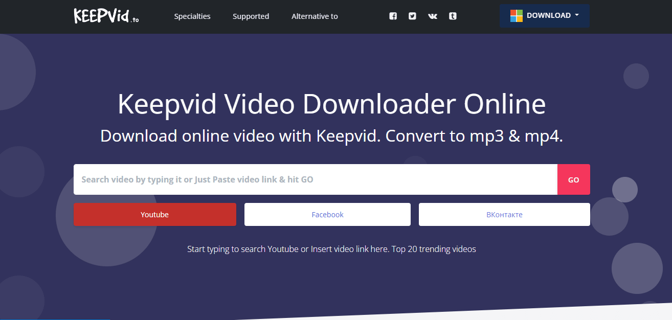 KeepVid ウェブサイト