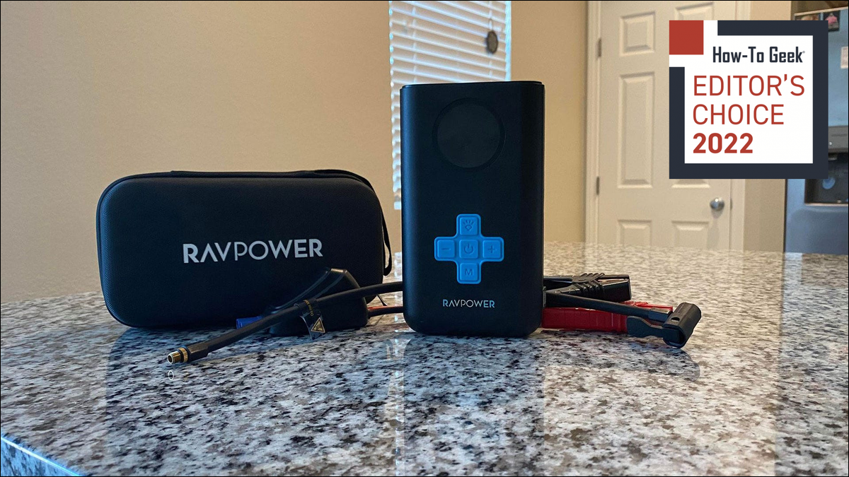 Set complet RAVPower Jump Starter cu compresor de aer
