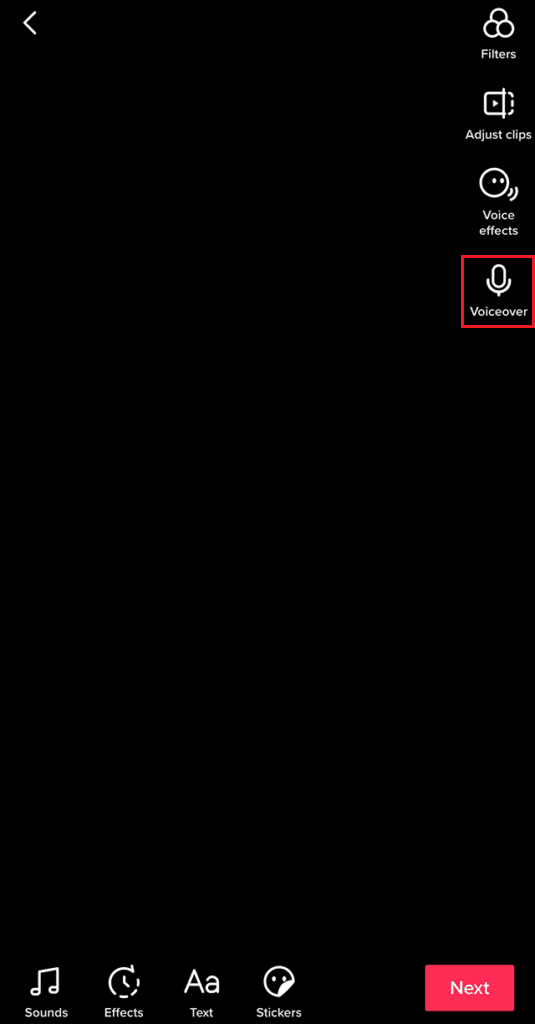 appuyez sur l'option Voiceover depuis l'écran d'édition | | Comment ajouter du son à TikTok