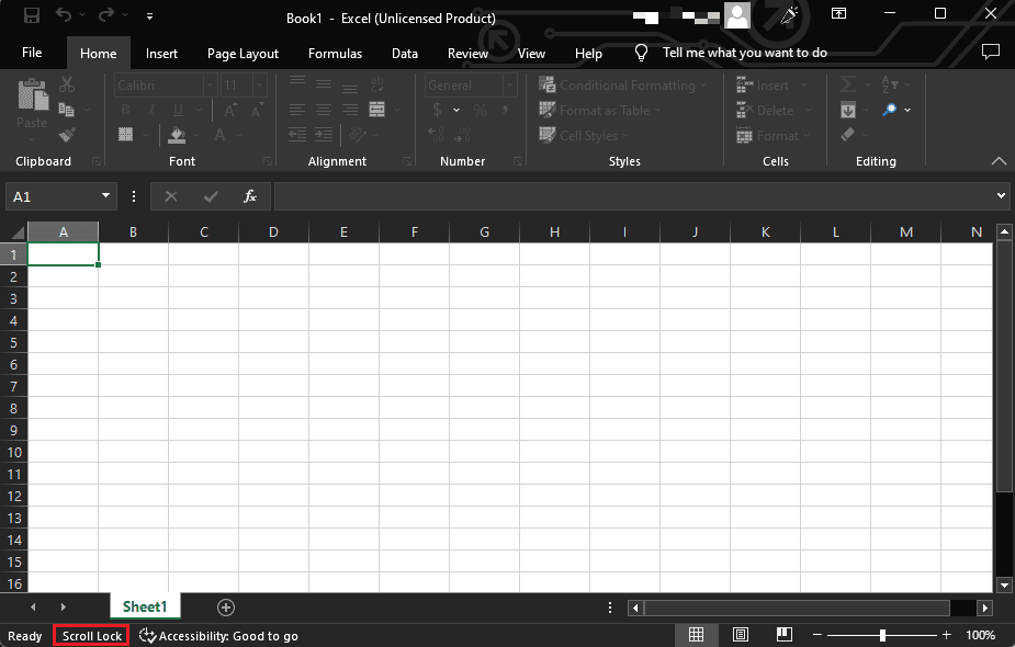 ล็อคการเลื่อนของ Microsoft excel