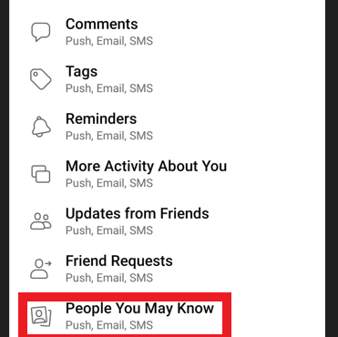 Tocca l'opzione Persone che potresti conoscere. Come attivare o disattivare i suggerimenti degli amici sull'app di Facebook