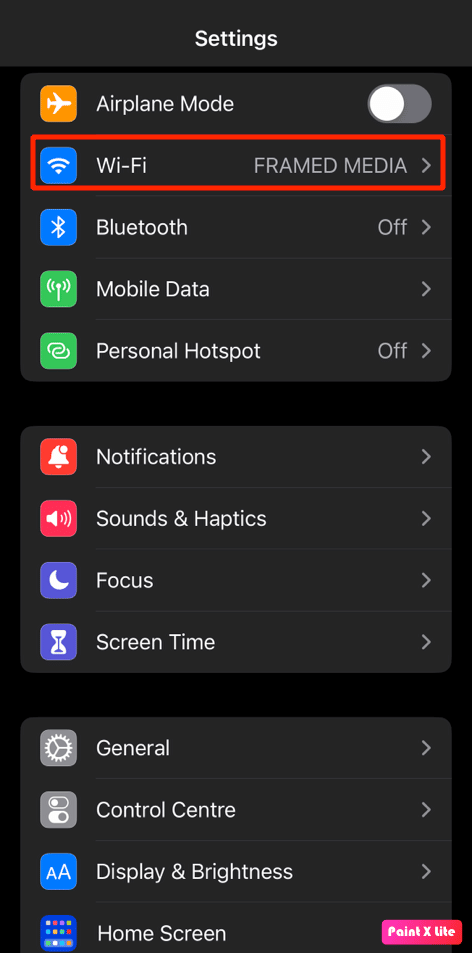 اختر خيار wifi