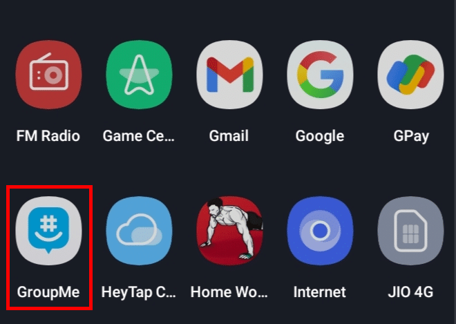 デバイスで GroupMe アプリを開きます。