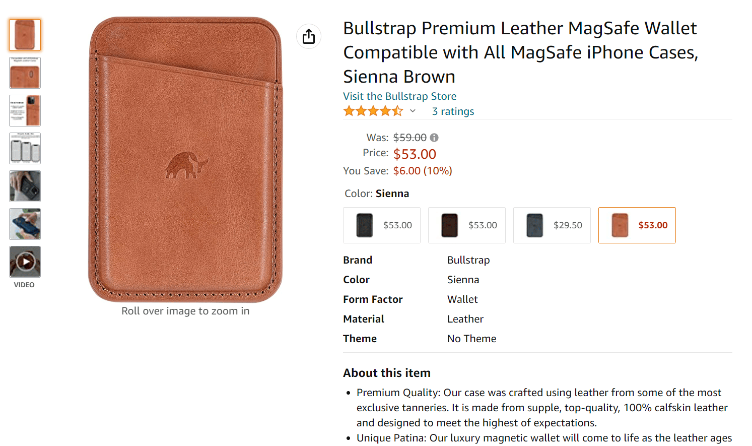 portefeuille magsafe en cuir premium bullstrap