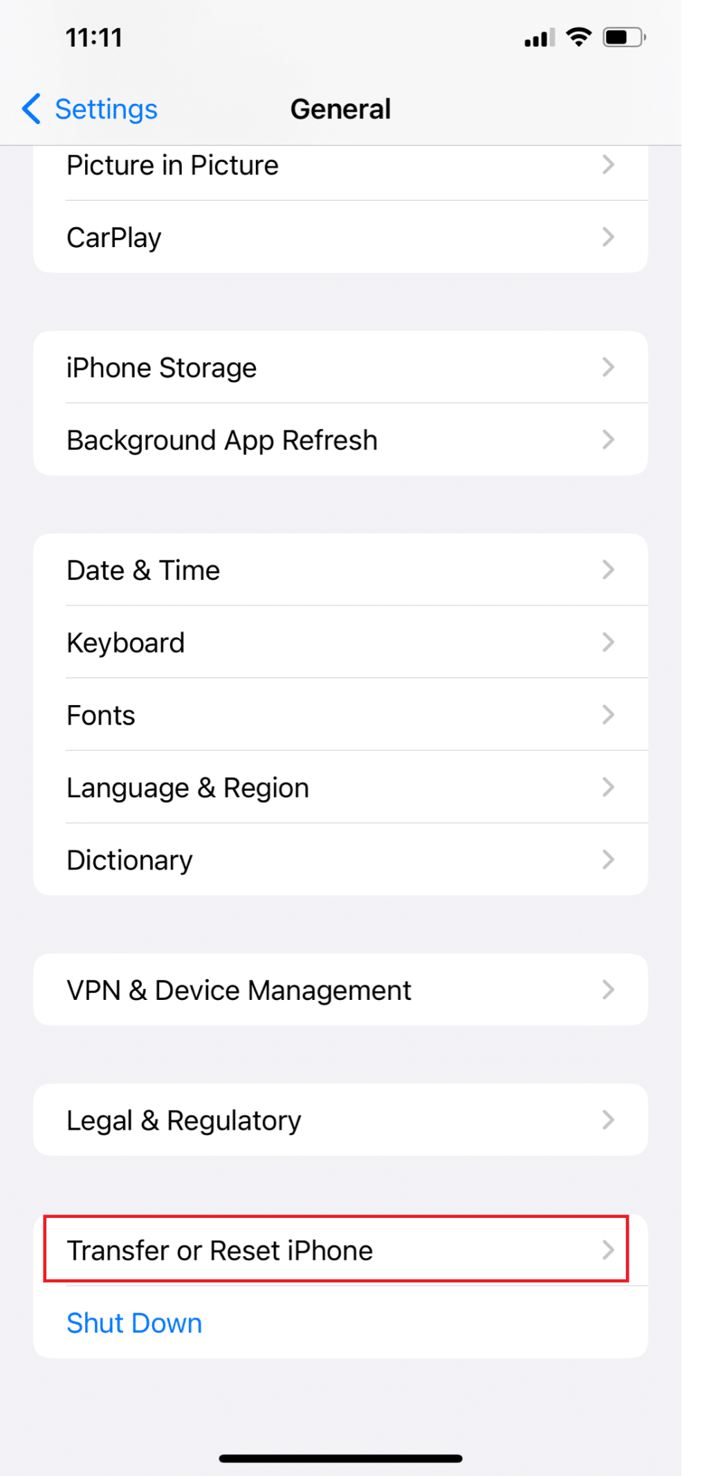Selectați Transfer sau Resetare iPhone | De ce notificările mele nu fac sunet pe iPhone