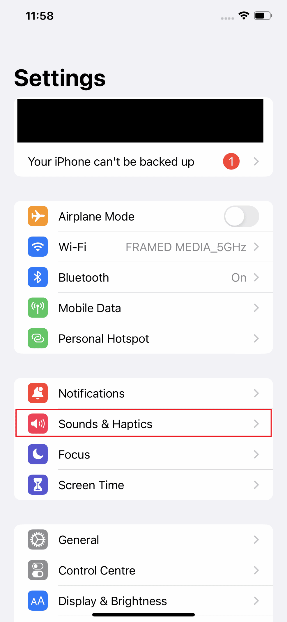 Acum, atingeți Sound & Haptics