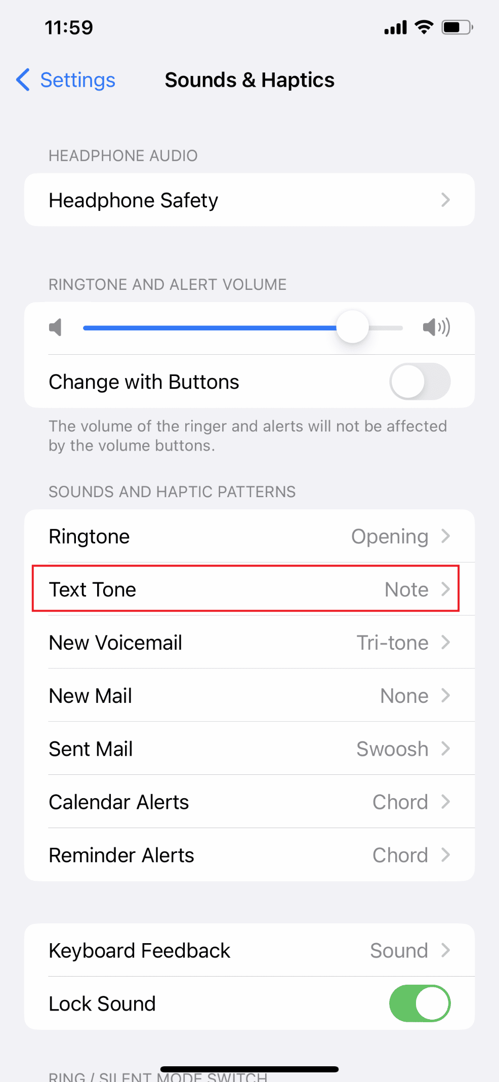Apoi, selectați Ton text | De ce notificările mele nu fac sunet pe iPhone