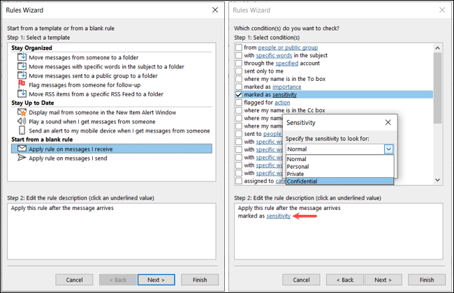Windows'ta Outlook'ta duyarlılık kuralı oluşturma