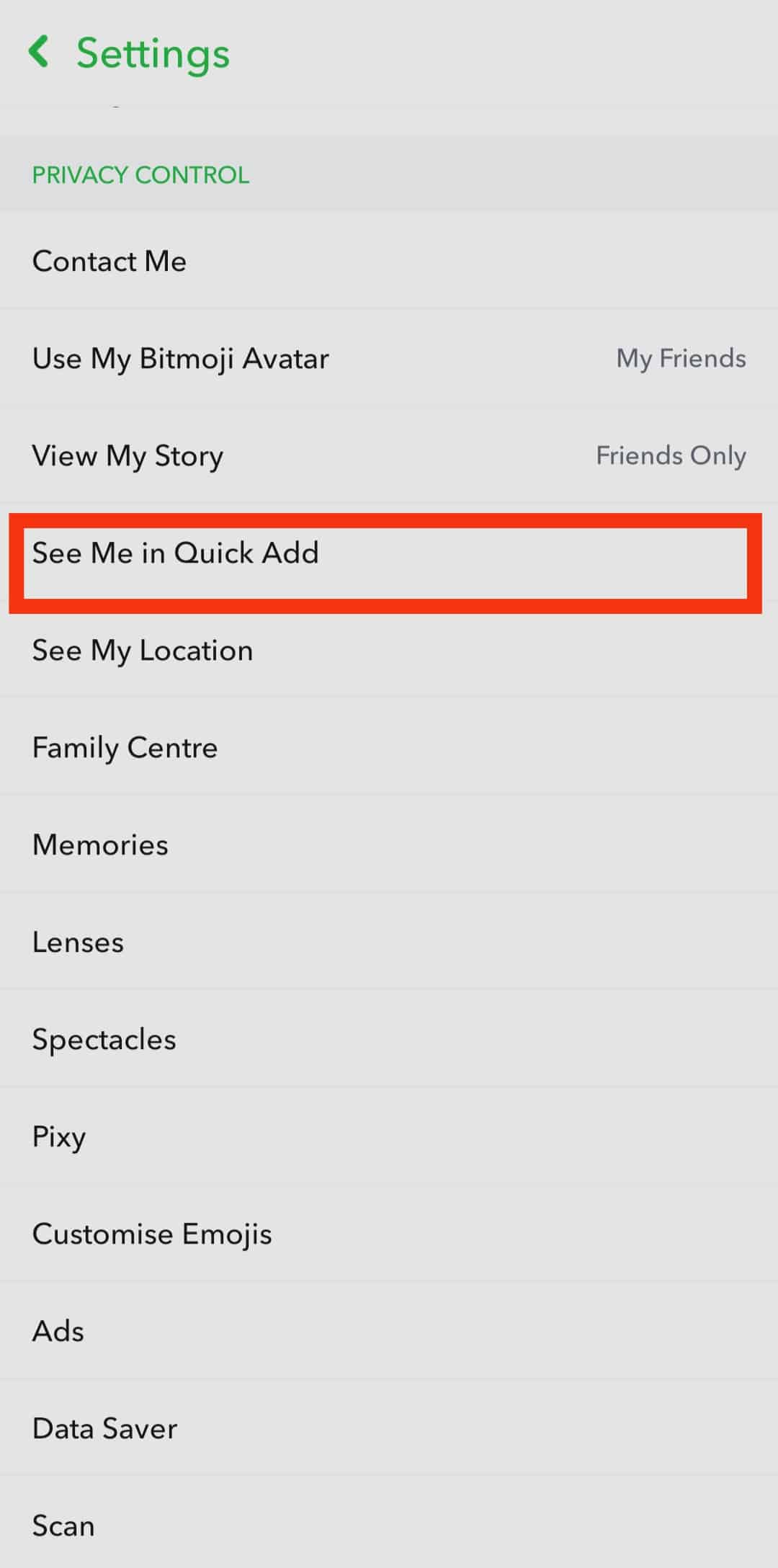 اضغط على See Me in Quick add.