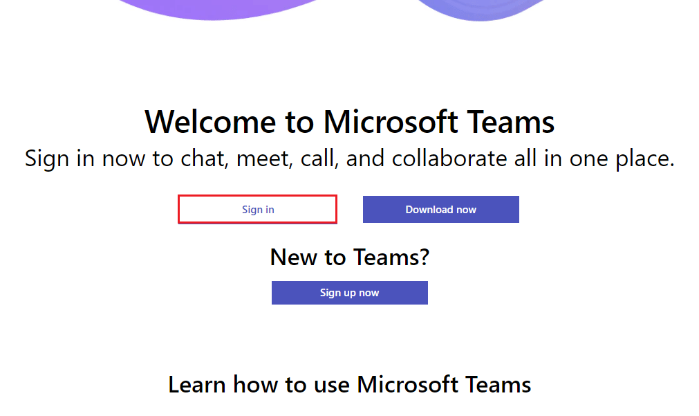 Visitez l'application Web Microsoft Teams et connectez-vous à votre compte Microsoft