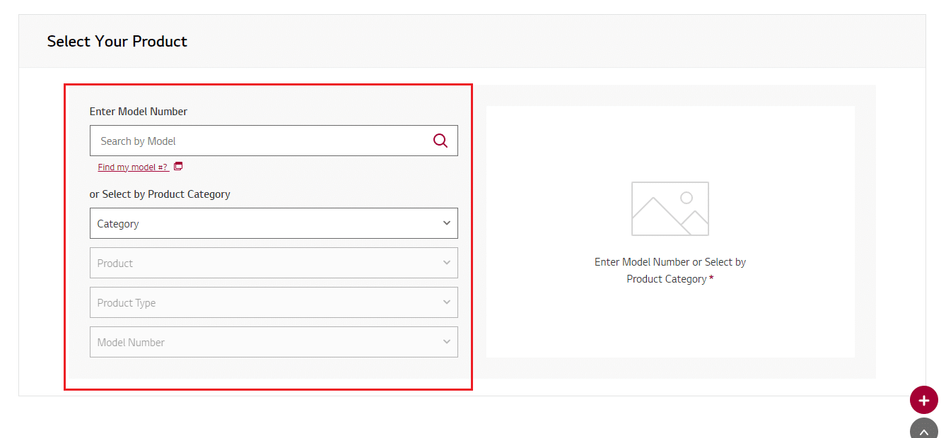 selectați modelul dvs. în pagina de software și firmware lg