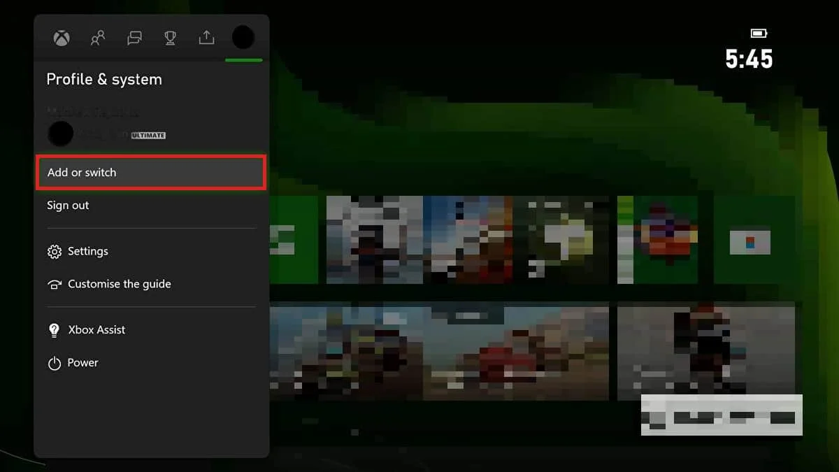 Добавить или переключить учетную запись xbox