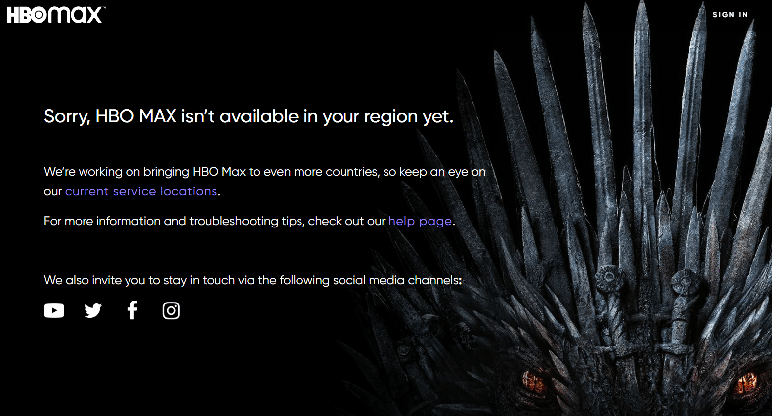 HBO Max nicht verfügbar