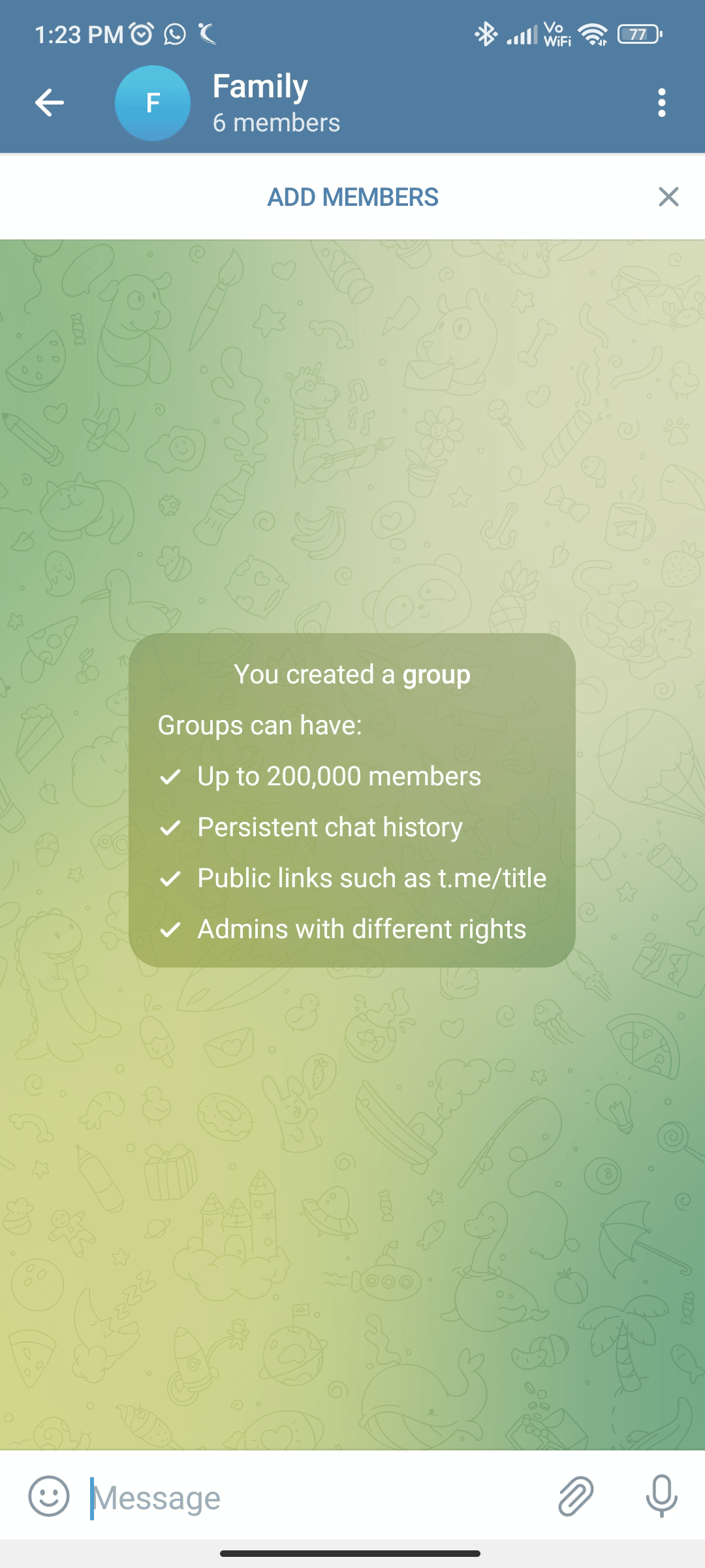在 Telegram 应用程序中打开您要删除的群组