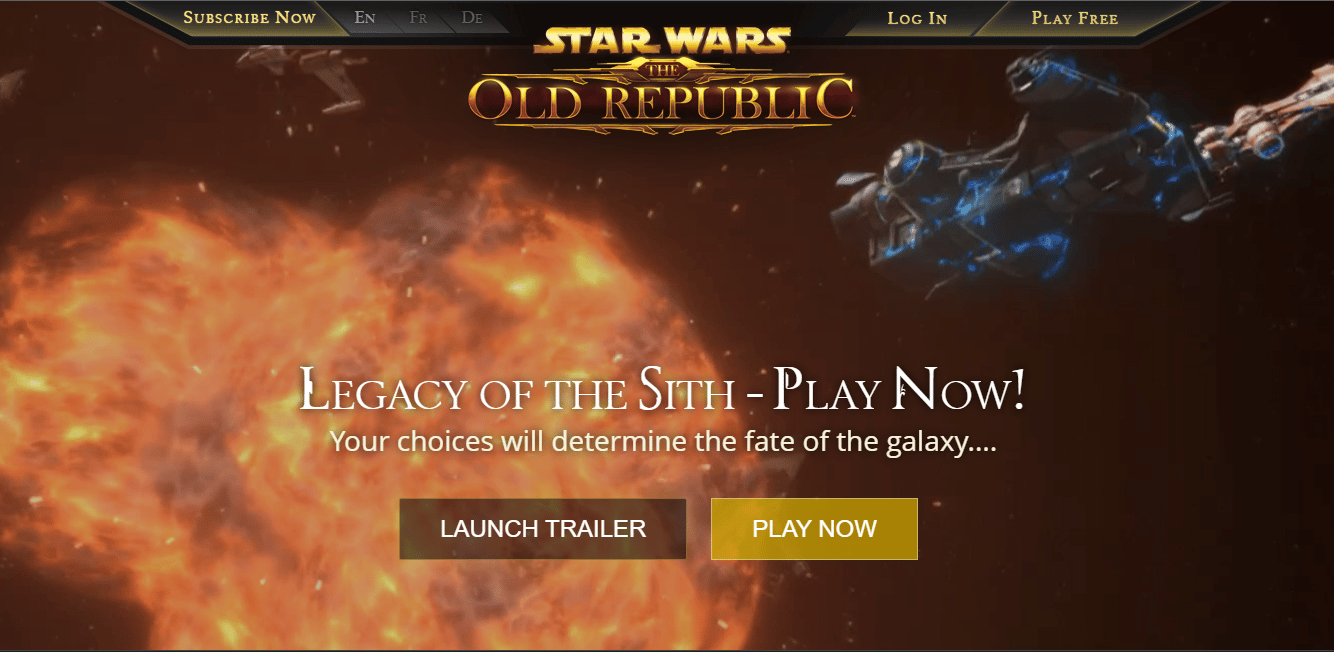Star Wars The Old Republic resmi web sitesi