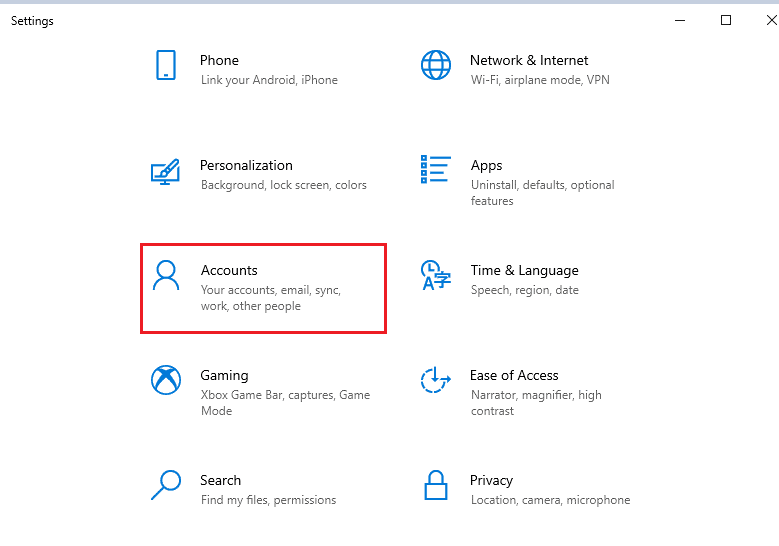 单击帐户设置。修复 Office 365 错误 70003：您的组织已删除此设备