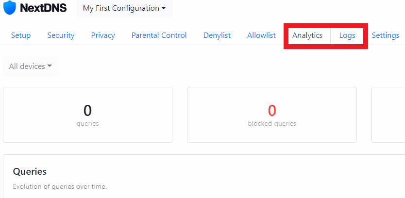 Kemudian Anda memiliki Analytics dan log yang akan memberi Anda informasi tentang domain yang masuk daftar hitam