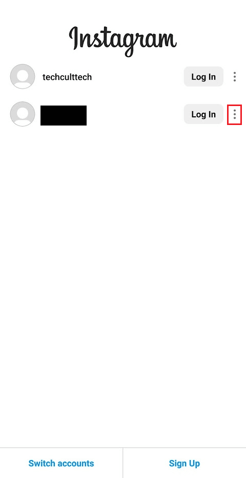 원하는 IG 계정 옆에 있는 점 세 개 아이콘을 누릅니다.