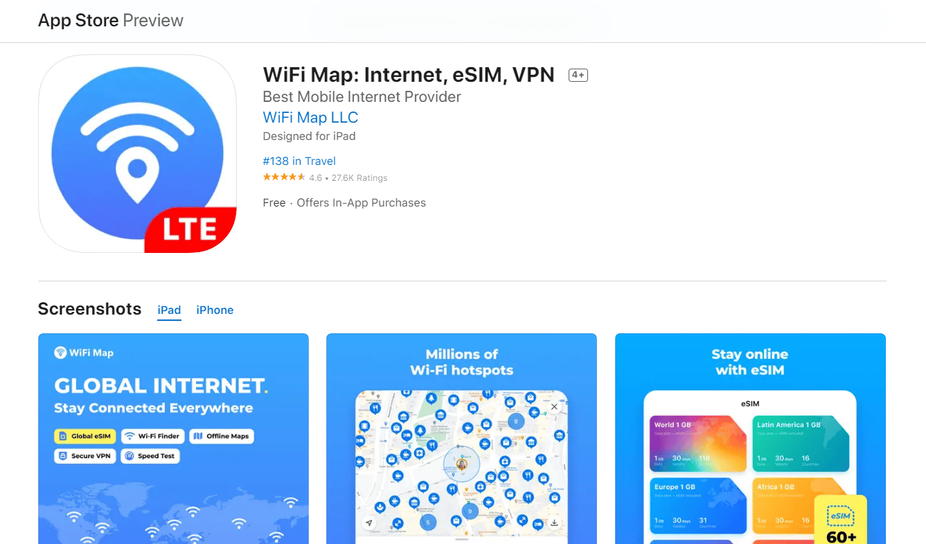 Mapa WiFi: Internet, eSIM, VPN | Como obter Wi-Fi gratuito no seu telefone