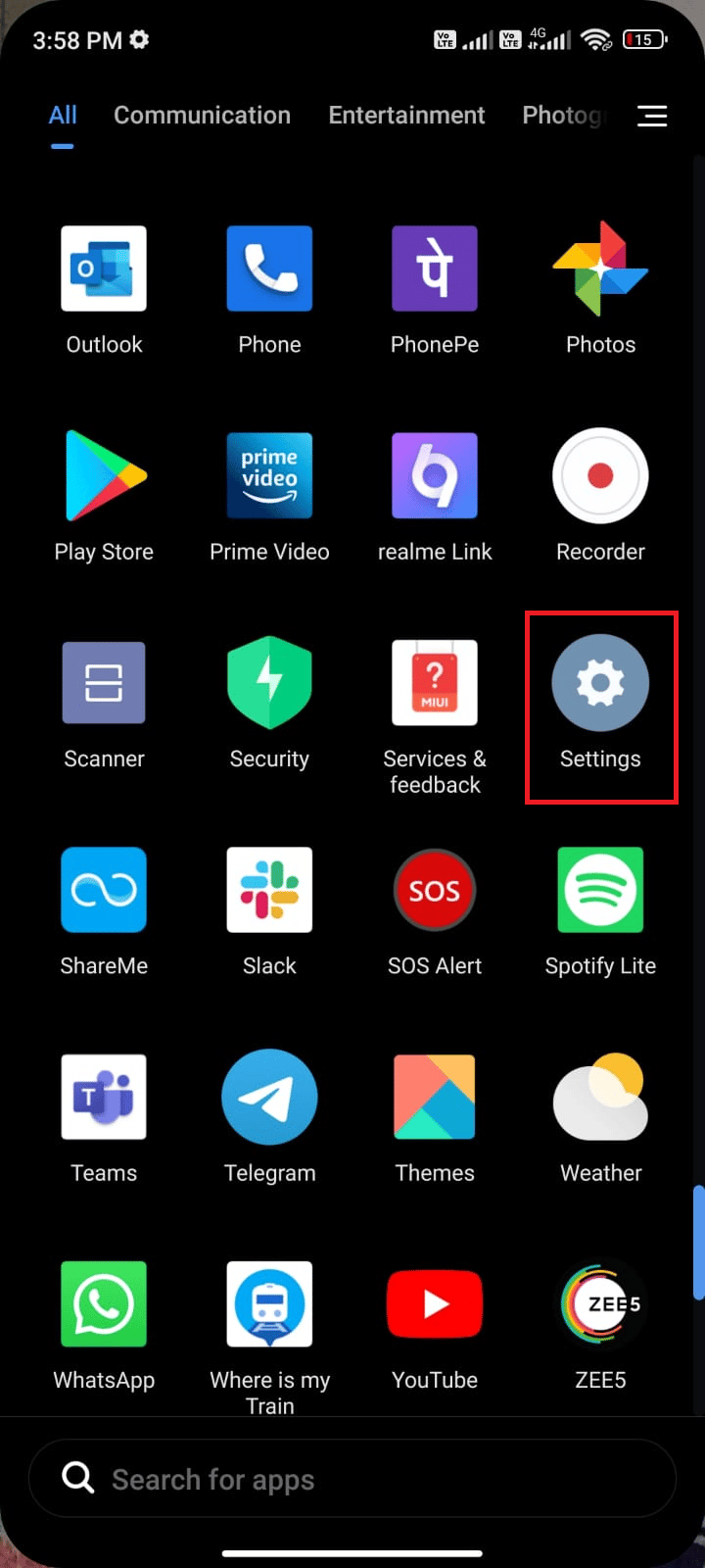 Gehen Sie zu Ihrem Startbildschirm und tippen Sie auf die App Einstellungen.