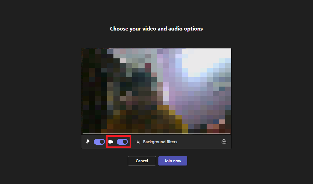 Dans les options Choisissez vos options vidéo et audio, activez la vidéo