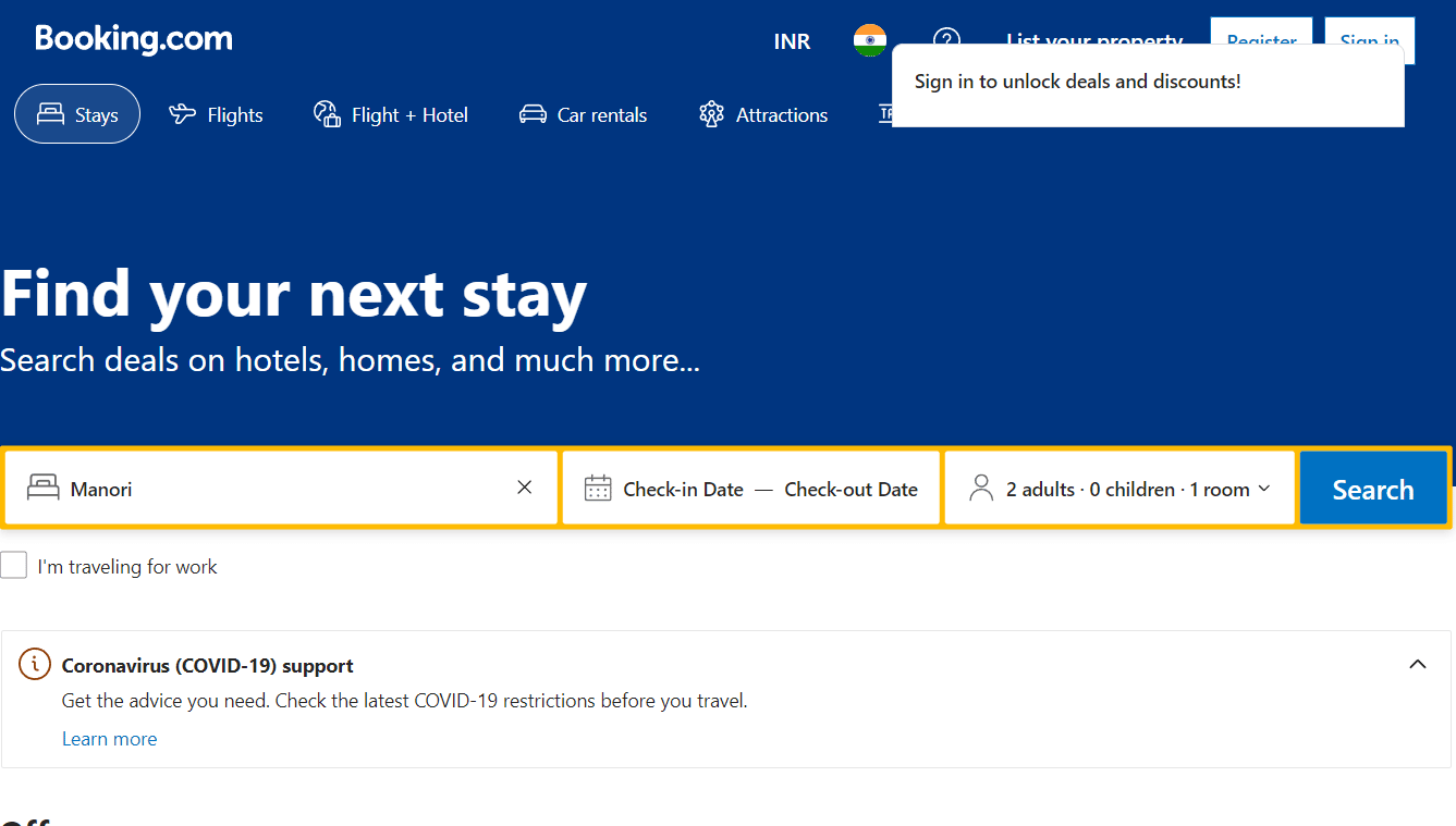 Site de booking.com