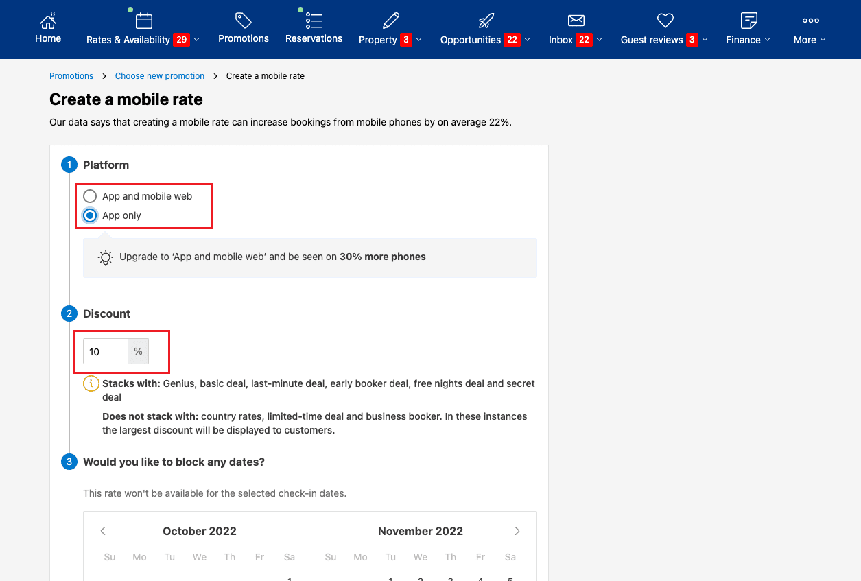 Application et option Web mobile ou Application uniquement - pourcentage de remise souhaité | Que signifie le prix mobile uniquement sur Booking.com ?