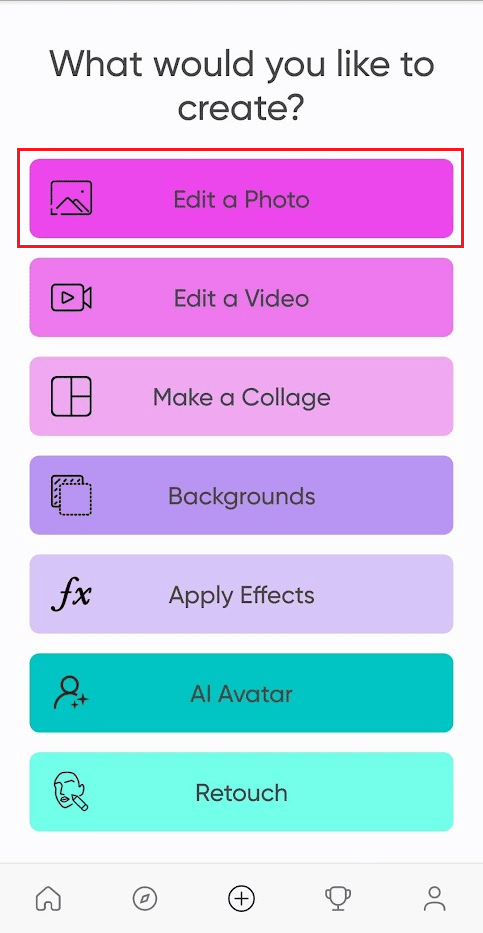 Appuyez sur l'option Modifier une photo