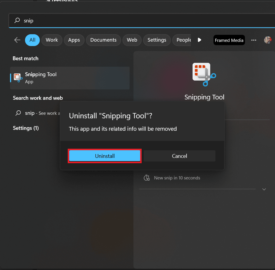 désinstaller l'outil de capture