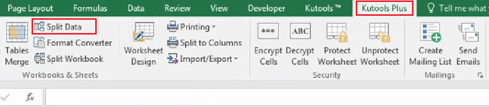 Klik pada Kutools Plus - Membagi Data