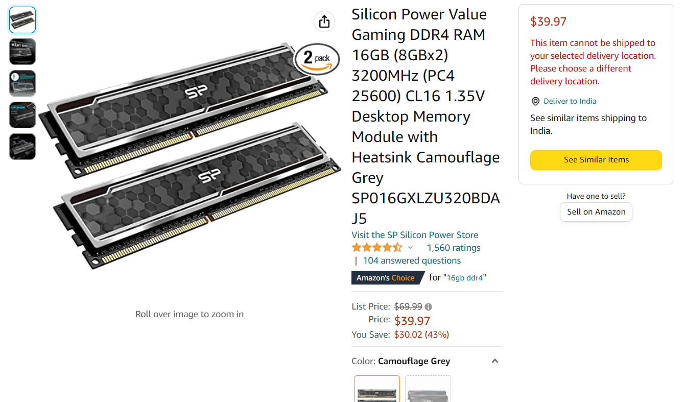 Silikon Gücü Değerli Oyun DDR4 RAM
