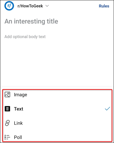 Sélectionnez un type de publication.