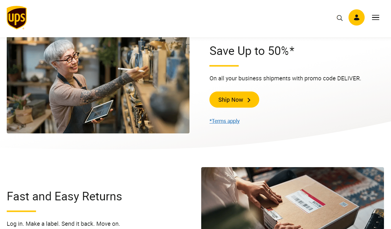 UPSのウェブサイト