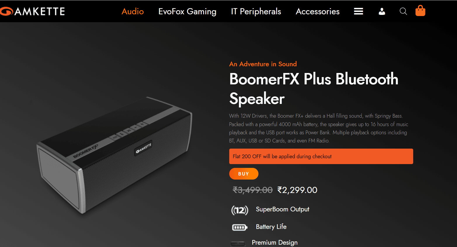 Alto-falante Bluetooth Amkette BoomerFX Plus