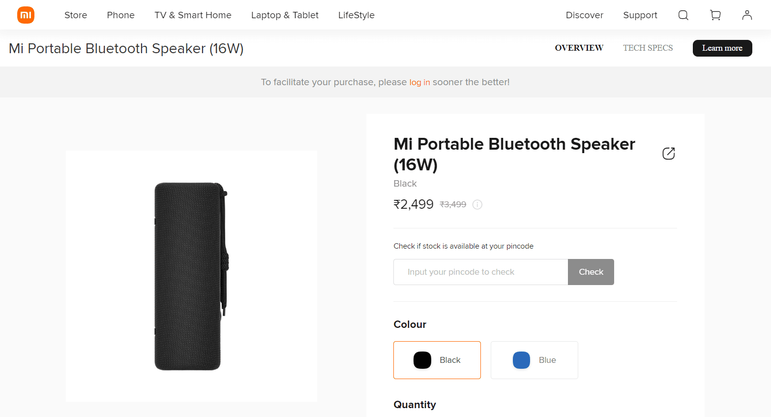 Alto-falante Bluetooth portátil MI. Melhores alto-falantes Bluetooth abaixo de 5000