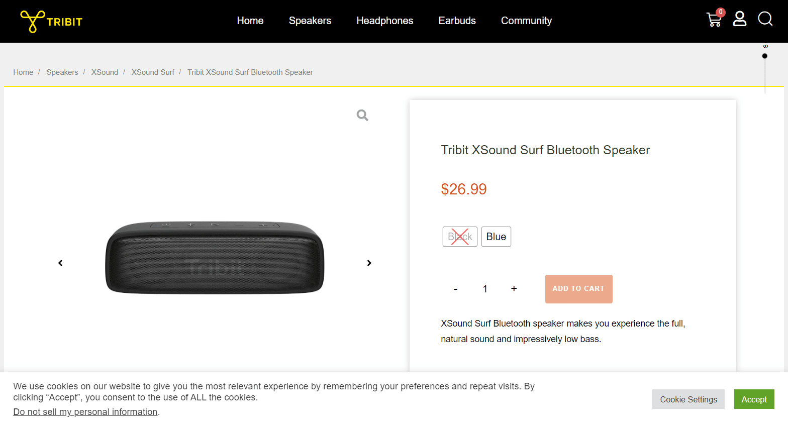 Coluna Bluetooth Tribit XSound Surf