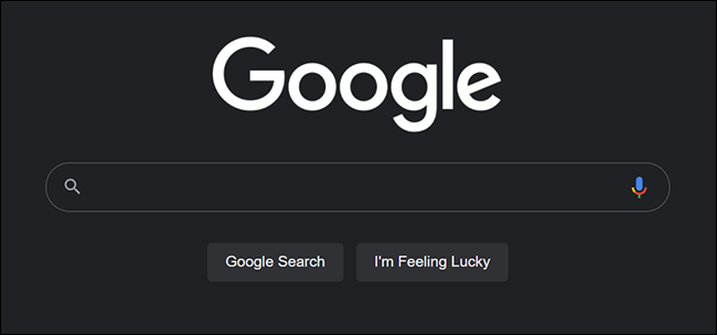 桌面版 Google 搜索處於深色模式。