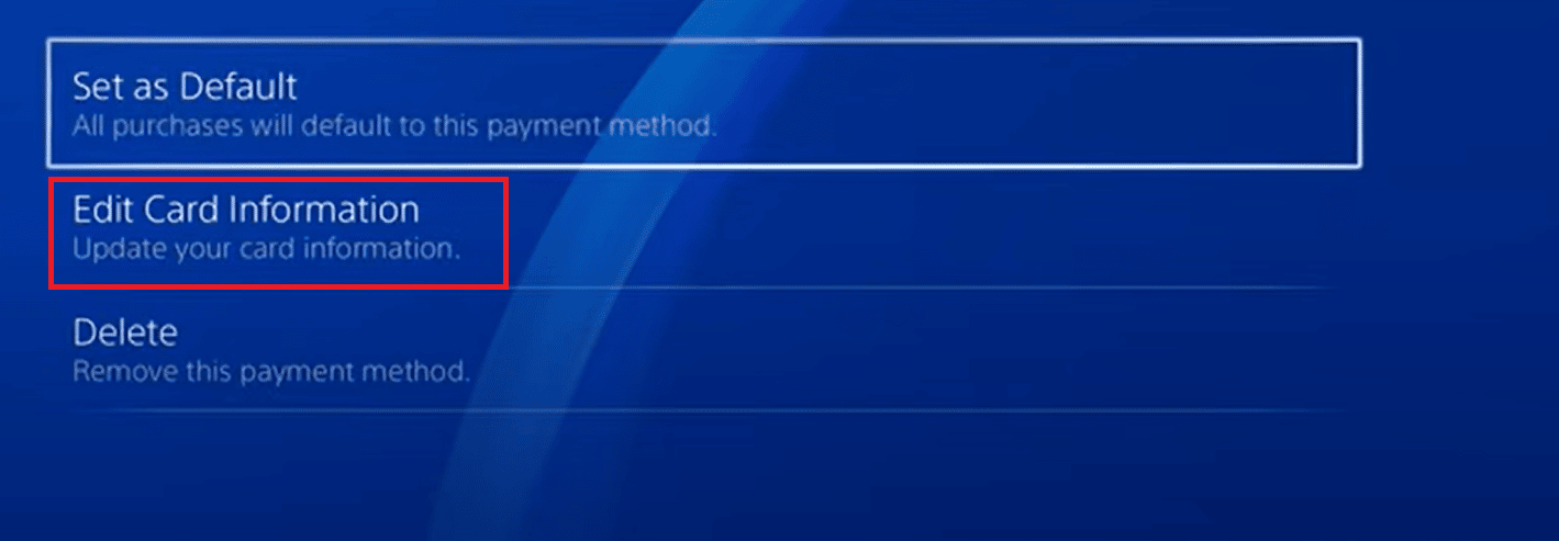 ps4'te kart bilgilerini düzenleyin. PS4'te WS-43709-3 Hata Kodunu Düzeltin