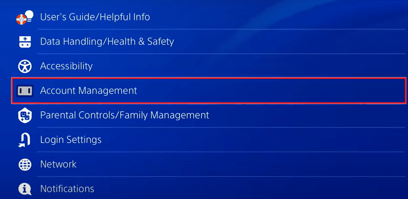 PS4'te hesap yönetimi