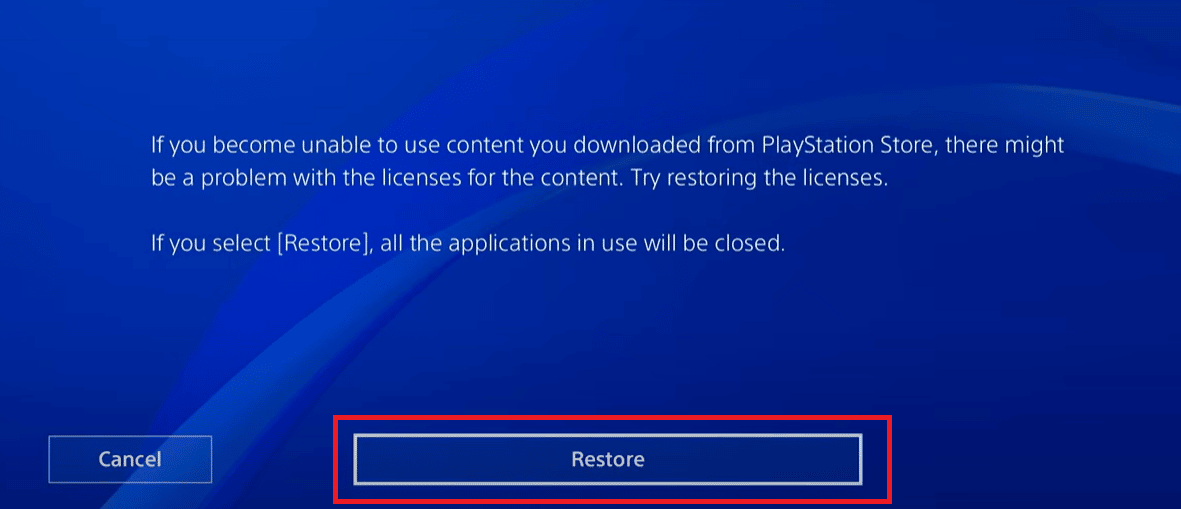 PS4'te geri yükle