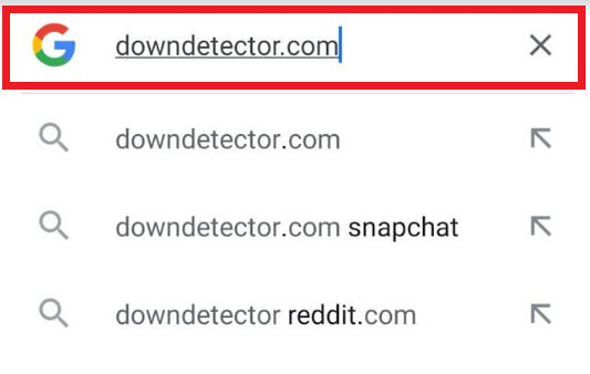 Gehen Sie zum Webbrowser und geben Sie downdetector.com ein
