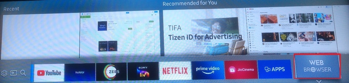 Opzione Browser Web Samsung Smart TV
