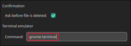 Schimbarea emulatorului de terminal care va fi deschis de butonul QtFM „Deschideți fereastra terminalului”.
