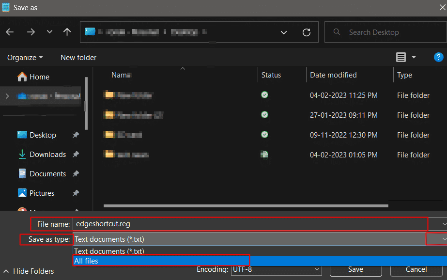 Datei im .reg-Format als Alle Dateien gespeichert